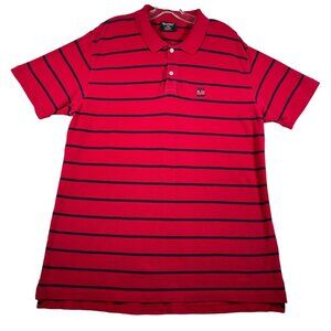 Ralph Lauren Polo Jeans Co Polo Shirt Mens L Red Black Striped Short Sleeve Flag